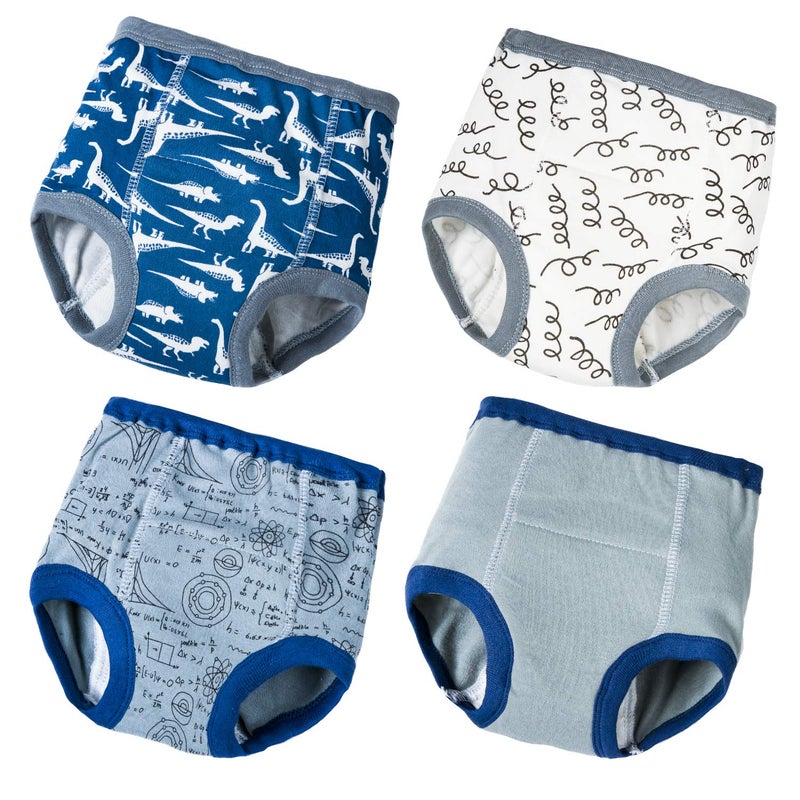 Joyo roy 4Pcs Potty Training Underwear for Boys 100% Cotton Soft Super Absorption Thick Padded Toilet Training Pants Comfortable Toddler Underwear Boys 3T Waterproof Pee Pants with Potty Sticker Chart - Image 1